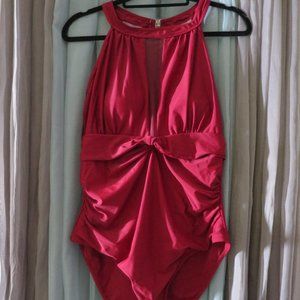 High neck halter one piece bathing swim suit